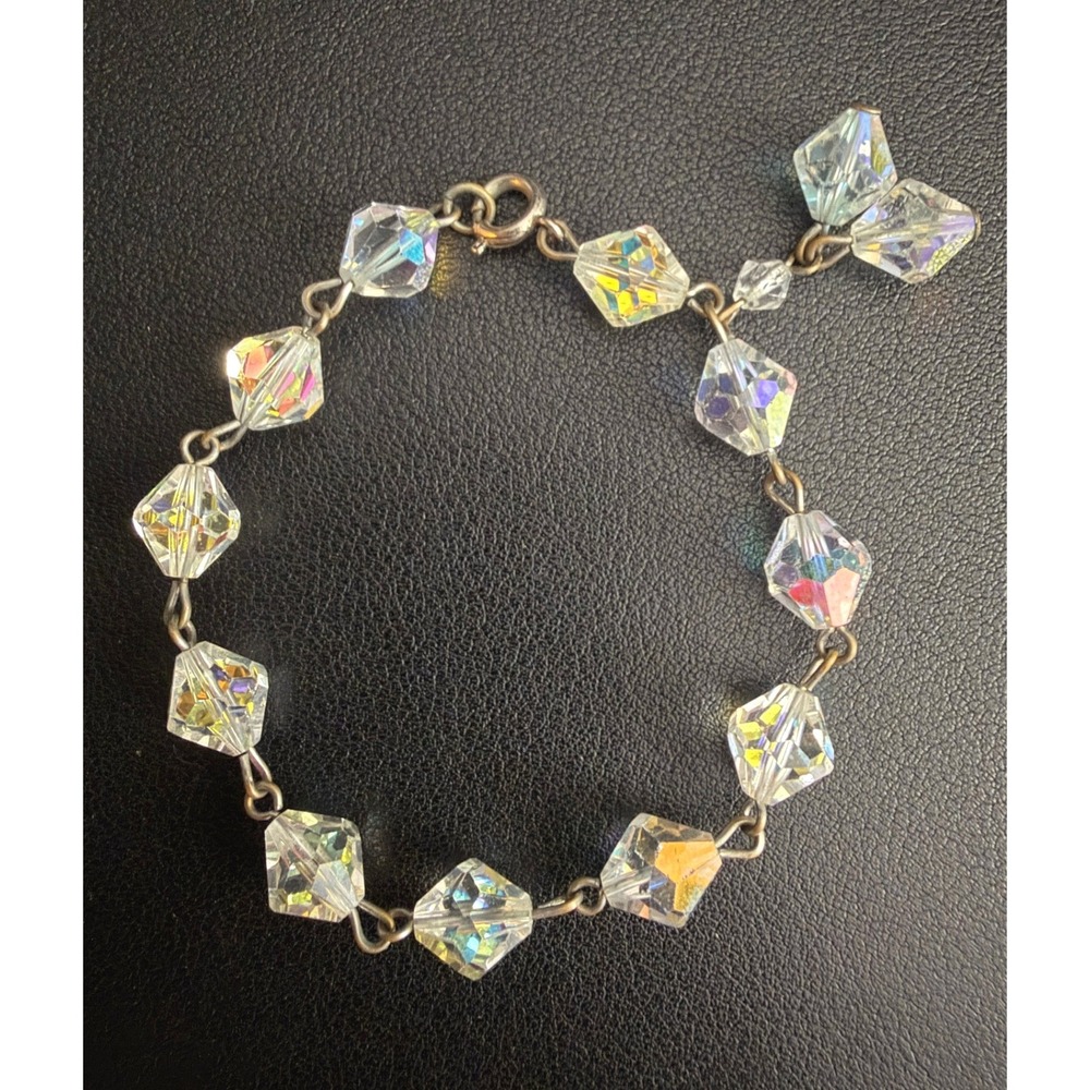 Vintage Crystal Bracelet Aurora Borealis Iridescent